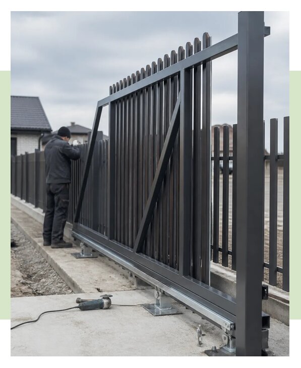 Откатные ворота из евроштакетника с монтажом в Еманжелинске